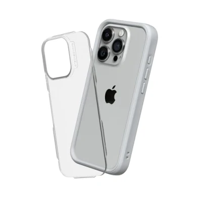 Abbildung von RhinoShield Modulares Case kompatibel mit [iPhone 15 Pro] Mod NX Anpassbare &amp; stoßdämpfende Schutzhülle im schlanken Design 3.5 Meter Fallschutz Platinum Grau