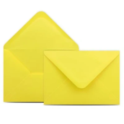 Abbildung von 50 Briefumschläge DIN C6 Gelb 11,4 x 16,2 cm Kuverts mit 100 g/m² Nassklebung spitze Klappe Umschläge ohne Fenster Colours 4 you