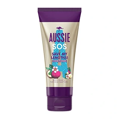 Abbildung von Aussie SOS Save My Lengths Instant Detangling Vegan Frizz Ease Haarspülung für geschädigtes Haar, knotiges, krauses Haar mit einer Mischung aus australischen Superfoods, 200 ml