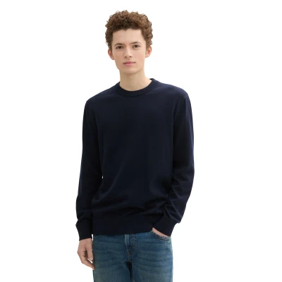 Abbildung von TOM Tailor Denim Basic Rundhals Strickpullover, Herren, Größe: Small, Sky captain blue
