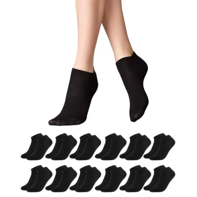 Abbildung von Libella 12 Paar Sneaker Socken Damen 35 38 Baumwolle Füßlinge Atmungsaktive Kurze Sportsocken Sneakersocken Unisex in Schwarz