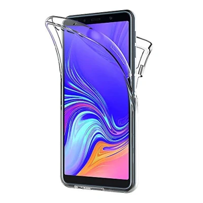 Abbildung von AICEK Samsung Galaxy A7 2018 Hülle, 360Full Body Transparent Silikon Schutzhülle für Case Durchsichtige TPU Bumper Handyhülle (6,0 Zoll)