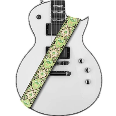Abbildung von Amumu Gitarrengurt Vintage Jacquard für Akustik , E und Bassgitarren, Grün