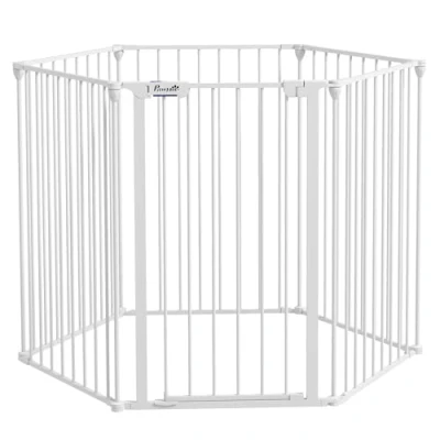 Abbildung von 2 in 1 Welpenlaufstall, Absperrgitter mit 6 Platten, 90 cm Freilaufgehege