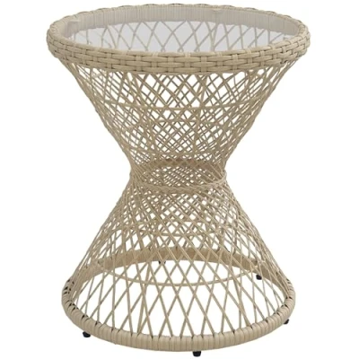 Abbildung von Outsunny Gartentisch Couchtisch mit UV Schutz (Rattan Kaffeetisch, 1 St., Garten Couchtisch), Braun, Ø45 x 52 cm