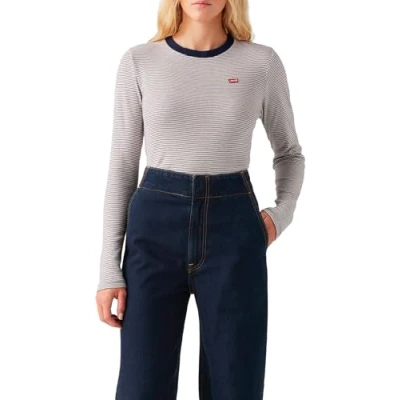 Abbildung von Levi&#039;s Essential TEE Langarmshirt, Damen, Größe: XS, Turmeric stripe navy blazer