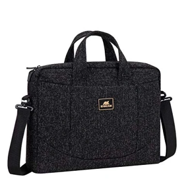 Abbildung von Rivacase Laptoptasche für Notebooks bis 15.6 Zoll wasserdichte kompakte und ultraleichte Notebooktasche Damen Herren Umhängetasche Aktentasche Schultertasche Schwarz