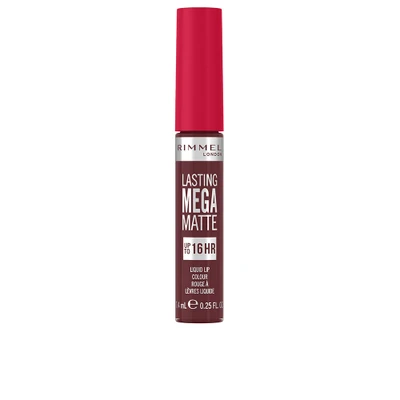 Abbildung von Rimmel London flüssiger Lippenstift Lasting Mega Matte, für weiche Lippen mit Finish vegane Formel Squalen und Kokosöl 810 Plum this Show, 7,4 ml