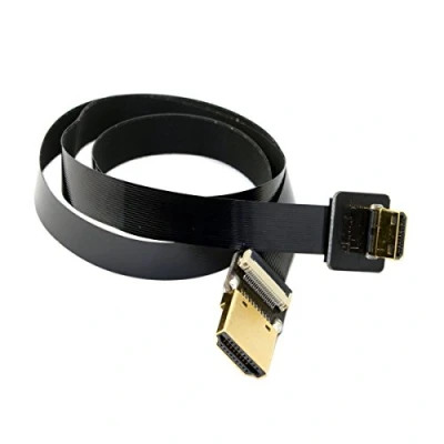 Abbildung von Cablecc CYFPV 90 Grad nach oben abgewinkelter FPV Mini HDMI Stecker auf Stecker, FPC Flachkabel, 50 cm, für HDTV Multicopter Luftfotografie