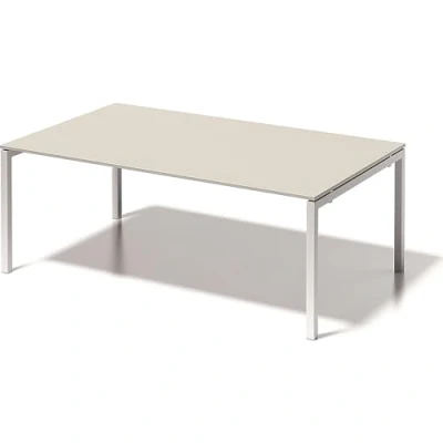 Abbildung von BISLEY Cito Chefarbeitsplatz/Konferenztisch, 740 mm höhenfixes U Gestell, Metall, Gw396 Dekor Grauweiß, Gestell Verkehrsweiß, 120 x 200 85 cm