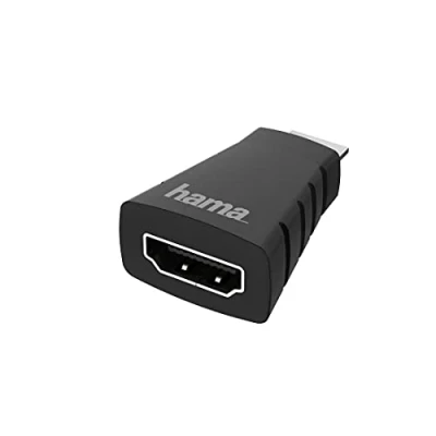 Abbildung von Hama Mini HDMI auf Adapter, 4K Ultra HD 60 Hz HDR (Mini Adapter zum Anschluss von PC, Laptop, Tablet, Kamera, Grafikkarte an Monitor, TV, Beamer, ARC Audio, HEC Ethernet, ideal fürs Gaming)