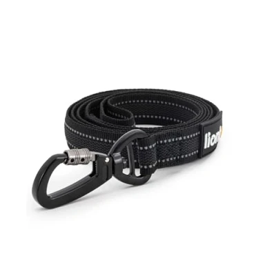 Abbildung von lionto Hundeleine Führleine für Hunde, reflektierend, 360 Metallkarabiner, 2, gummiert und 1,20m, schwarz