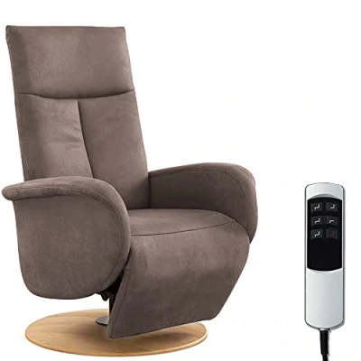 Abbildung von CAVADORE TV Sessel Juba mit Akku / Fernsehsessel elektrisch verstellbarer Relaxfunktion 2 E Motoren 75 x 112 82 Lederoptik, Hellbraun