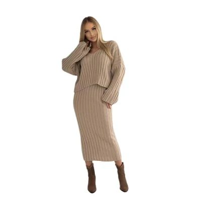 Abbildung von Mississhop Strickkleid Strickanzug Rock Pullover Damen M.3079