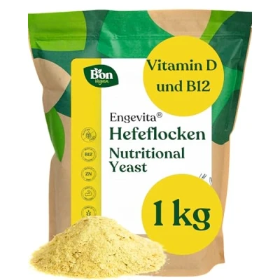 Abbildung von Engevita Hefeflocken 1kg by Bon Vegan Nutritional Yeast Flakes Alternative für veganer Käse wie Parmesan Nährhefe mit Vitamin D, des B Komplexes und Zink Gluten gentechnikfrei