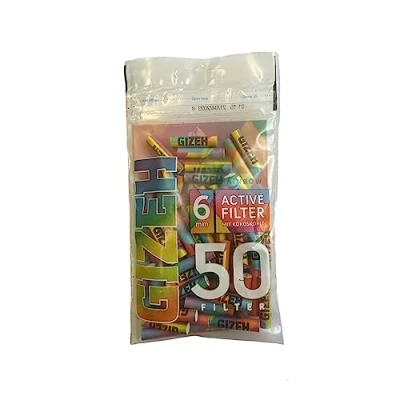 Abbildung von GIZEH 20576 Aktivkohlefilter Slim Size 6mm Rainbow 50er PE Beutel, Papier