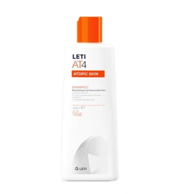 Abbildung von LETI AT4 Shampoo Sanfte Reinigung und Pflege für Neurodermitis sowie trockene gereizte Kopfhaut, extramild, lindert Juckreiz, dermatologisch pädiatrisch getestet, 250 ml