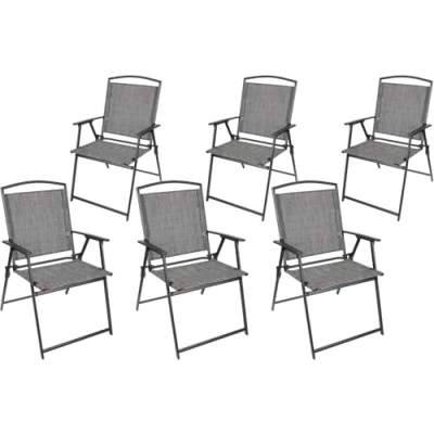 Abbildung von BRUBAKER 6er Set Gartenstuhl Bergamo Campingstuhl wetterfest und platzsparend Balkonstuhl klappbar Klappstuhl für Camping Garten Terrasse Balkon Grau Meliert