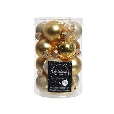 Abbildung von Weihnachtskugel Glas d3.5c Perle/Gold 16Stk Weihnachten Decoris