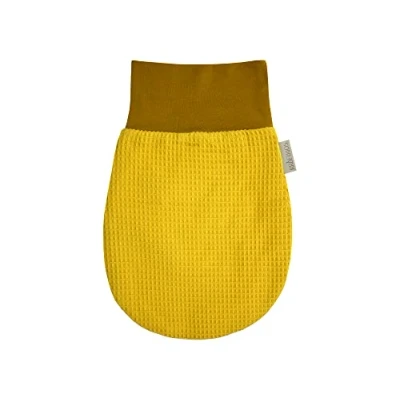 Abbildung von KraftKids Strampelsack Waffel Piqué mustard für den Frühling/Sommer aus Musselin Baumwolle in zwei Größen erhältlich