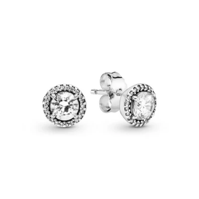 Abbildung von Pandora Round Sparkle Ohrringe, Damen, Größe: One Size, Silver coloured