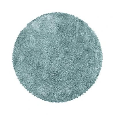 Abbildung von Carpettex Hochflor Teppich Wohnzimmer Shaggy Flokati Modern Einfarbig 120 cm Rund Blau Schlafzimmer Weich Flauschig Waschbar Küche Esszimmer Langflor