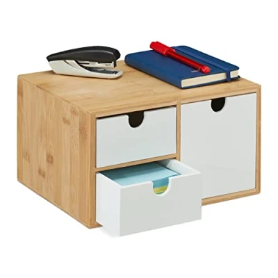 Abbildung von relaxdays Organizer Schubladenbox Bambus &amp; MDF 3 Fächer