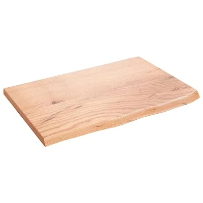 Abbildung von vidaXL Waschtischplatte, Multifunktional Arbeitsplatte mit Naturkante, Waschtischkonsole Tischplatte für Badezimmer, Holzplatte Platte, Hellbraun 60x40x2 cm Massivholz Behandelt