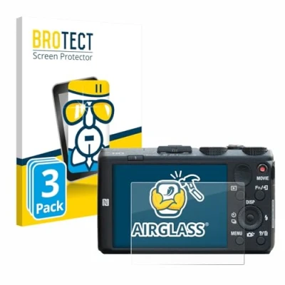 Abbildung von BROTECT Schutzglas für Sony Cyber Shot DSC HX60 (3 Stück) Schutzfolie Panzer Folie Glas [Extrem Kratzfest 9H, Anti Fingerprint, Ultra Transparent]