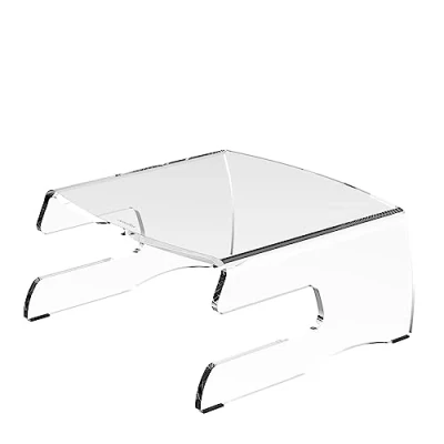 Abbildung von Dataflex Addit Monitor Riser 100 8mm klares Acryl, Monitorständer trägt bis zu 40kg, verbessert die Ergonomie, mit Tastaturablage, optimiert den Platz auf dem Schreibtisch