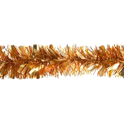 Abbildung von Creativery Weihnachtsgirlande Lametta 8cm x 2m Weihnachtsbaum Baumgirlande orange Gold