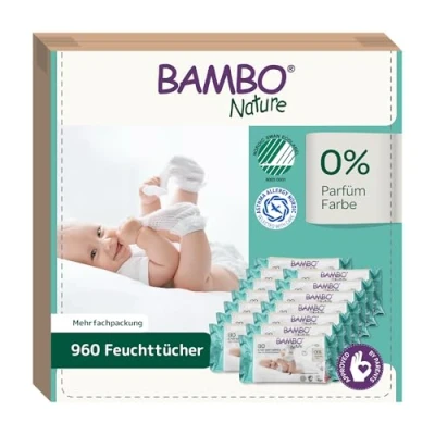 Abbildung von Bambo Nature Feuchttücher Newborn Essentials Eco Labelled Baby Sanfte &amp; Weiche Tücher Feuchtigkeitsspendende Hautfreundliche für Unterwegs Nachhaltige