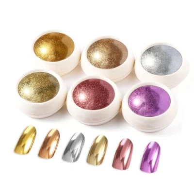 Abbildung von BISHENGYF Metallic Glitzer Pulver, Spiegel Effekt Chrome Pigmente für Nagelkunst und Nageldesign Starter(6 Stücks)