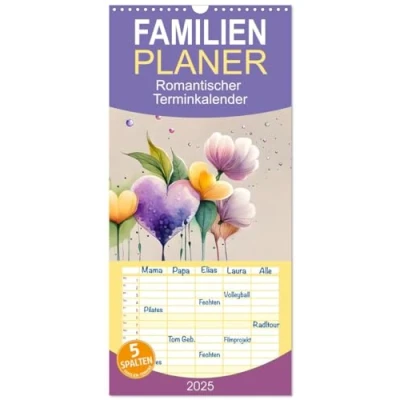 Abbildung von Familienplaner 2025 Romantischer Terminkalender mit 5 Spalten (Wandkalender, 21 cm x 45 cm), CALVENDO