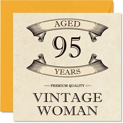 Abbildung von Geburtstagskarte zum 95. Geburtstag im Vintage Stil für Frauen 95 Jahre lustige Mama Schwester Ehefrau Oma Tante, 145 mm x Damen Grußkarten,