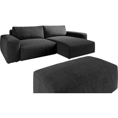 Abbildung von Ecksofa Lanzo XL 270x180 cm Mikrofaser Schwarz Recamiere variabel mit Hocker