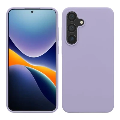 Abbildung von kwmobile Hülle kompatibel mit Samsung Galaxy S24 Plus Silikon Handy Case Handyhülle für weiche Oberfläche kabelloses Laden Lavendel