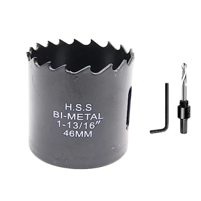 Abbildung von Lochsäge 46mm LAIWEI Bi Metall Rundlochfräser HSS Kreissägekopf, 1,8 mm stark, Schnitttiefe bis 38mm, geeignet für Holz, Kunststoff, Gipskarton und Metallrohre