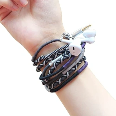 Abbildung von URIZONS In Ear bunt Kopfhörer Kabel Armband Kopfhorer mit Mikrofon und Fernbedienung handgefertigte Stoff geflochtene for iPhone