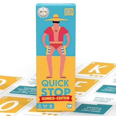 Abbildung von ATM Gaming Quickstop Das Buchstaben Duell Sommer Edition Kartenspiel für Jugendliche und Erwachsene Schnell Verrückt 2 bis 7 Spieler ab 10 Jahren Familienspiel