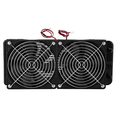 Abbildung von ASHATA 240MM Aluminium Radiator, 2 x 120mm Fans Computer CPU Wasserkühlung Water Cooler Radiator,Leicht DC12V Kühler 18 Röhren Hitze Reihen Radiator mit Doppelventilator für PC