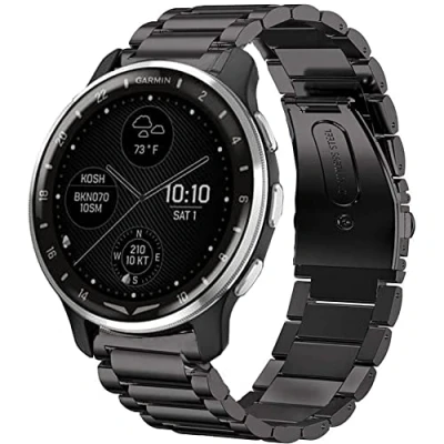 Abbildung von Onetuo Armband Kompatibel mit Garmin D2 Air Smartwatch, Classic Edelstahl Uhrenarmband für Smartwatch (Schwarz)