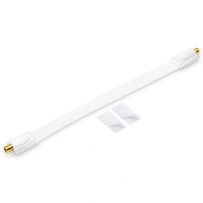 Abbildung von conecto Premium Fensterdurchführung für SAT Kabel koaxial inkl. Klebepads (F Kupplung auf F Kupplung, vergoldet) weiß, 30 cm