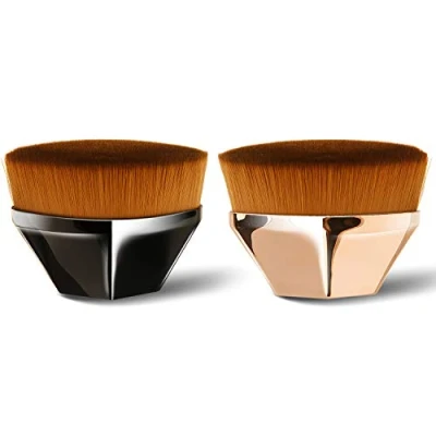 Abbildung von Endoto® 2 Stück Foundation Pinsel Make up Kabuki Flat Top Gesicht Blush Wonder Brush zum Mischen von Flüssigkeit, Creme, Concealer Premium(Schwarz+Rosa)