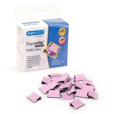 Abbildung von Rapesco 1312 Supaclip 40 Nachfüllklammern, Rosa, 100 Stück
