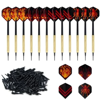 Abbildung von Cheerhom 12 Stück Dartpfeile mit kunststoffspitze, Soft Darts Pfeile Set, für Elektronische Dartscheibe, Dartpfeile, Profi Softdarts Dartpfeil, 100 Kunststoff Dartspitzen Zum Austauschen