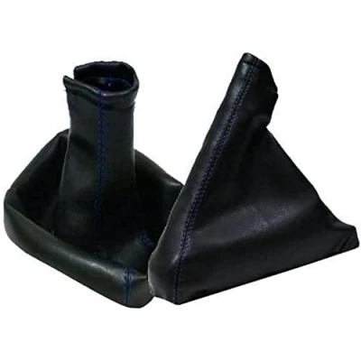 Abbildung von AERZETIX Satz schaltsack + handbremssack kunstleder farbe schwarze leder Blau nähten für auto