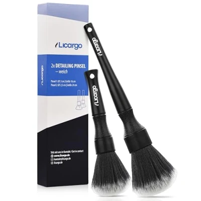 Abbildung von LICARGO Detailing Pinsel Auto ultraweich für schonende Reinigung innen &amp; außen 2 Stück Autopflege sanfte Car Brush top Reinigungspinsel Set