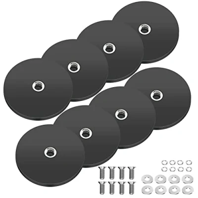 Abbildung von 8 x Neodym Magnete Gummiert Ø 43mm mit M6 Gewinde, 10kg Haftkraft Magnetsysteme Gummimantelm, Gummi Runde Gewinde für Schrauben Öse oder Haken