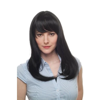 Abbildung von WIG ME UP 9250 1B Damen Perücke Schwarze Lange Glatte Haare Pony Frisur